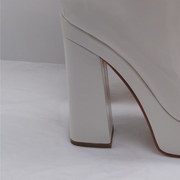 GUESS Byra Platform Ankle Boots Women 7.5 Ivory Retro 70s Block Chunky Heel Gogo - Picture 8 of 14